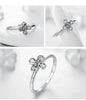 Modian Lucky Flower Clover Trendy Ring 100% 925 Sterling Silver Charm Clear CZ Stackable Finger Rings For Women Party Jewelry