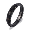 Punk Men Braided Blue Leather Bracelet Black Stainless Steel Magnetic Buckle Bracelet Gifts - Image 11