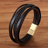 Xqni Men Jewelry Black Color Leather Bracelet Multi-layer Design Charm Cuff Bangle For Handsome Boy Gift - Image 10