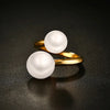 Meaeguet Gold-Color Simulated Pearl Rings For Woman Accent Bypass Open Stainless Steel Party Jewelry - Image 4