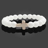 Natural Stone Bead Bracelet with Cross Charm 8mm Beads - Image 4
