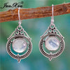Junxin Antique Style Geometry Moonstone Drop Earrings For Women Boho Round Red Blue Opal Earrings Female Zircon Wedding Jewelry - Image 12