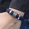 Punk Men Braided Blue Leather Bracelet Black Stainless Steel Magnetic Buckle Bracelet Gifts - Image 5