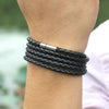 Xqni black retro Wrap Long leather bracelet men bangles sproty Chain link male charm bracelet with 5 laps - Image 2