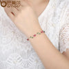 Rose Gold Color Leaf Chain Link Bracelet with Red Green Zircon for Mother Gifts Jewelry - Image 2