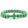 Natural Stone Bead Bracelet with Cross Charm 8mm Beads - Image 6