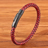 Xqni Men Leather Bracelet Simple Black Stainless Steel Button Neutral Accessories Hand-woven Jewelry Gifts - Image 8