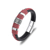 Punk Men Braided Blue Leather Bracelet Black Stainless Steel Magnetic Buckle Bracelet Gifts - Image 13
