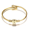 Girls Gold Color Stainless Steel Heart Bracelet Bangle With Letter Initial Alphabet Charms Bracelets For Women - Image 18