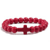 Natural Stone Bead Bracelet with Cross Charm 8mm Beads - Image 11