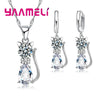 Silver Color Jewelry Sets for Woman Girls Shining Austrian Crystal Cute Cat Pendant Necklace Huggie Earring - Image 9