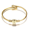 Girls Gold Color Stainless Steel Heart Bracelet Bangle With Letter Initial Alphabet Charms Bracelets For Women - Image 27