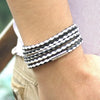 Xqni black retro Wrap Long leather bracelet men bangles sproty Chain link male charm bracelet with 5 laps - Image 9