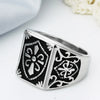 Gold Color Fleur De Lis Shield Ring Men's Silver-Color Cross Crest Signet Ring Stainless Steel Biker Jewelry Size 7-14 - Image 2
