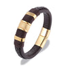 Punk Men Braided Blue Leather Bracelet Black Stainless Steel Magnetic Buckle Bracelet Gifts - Image 9