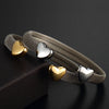 Heart Bracelets Grey Mesh Silver Gold Color Lover's Stainless Steel Open Cuff Bracelet for Women Cuff Bracelets Jewelry - Image 5