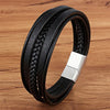 Xqni Men Jewelry Black Color Leather Bracelet Multi-layer Design Charm Cuff Bangle For Handsome Boy Gift - Image 11