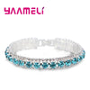 Stamp Silver Color Bracelets Full Zircon Austrian Crystal Women Link Chain Jewelry Bangles 14 Colors - Image 7