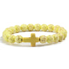 Natural Stone Bead Bracelet with Cross Charm 8mm Beads - Image 9