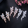 Marquise Cut Cluster Flower Zirconia Crystal Dangle Drop Earrings Shiny Leaf Bridal Wedding Jewelry for Women - Image 4