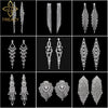 Silver Color Crystal Long Wedding Drop Earrings for Women Rhinestones Tassels Dangle Earrings Brides Gifts Party Jewelry - Image 1
