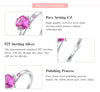 MODIAN Genuine 925 Sterling Silver Romantic Ring Heart RED CZ Finger Rings for Women Wedding Anniversary Jewelry Anel
