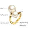 Meaeguet Gold-Color Simulated Pearl Rings For Woman Accent Bypass Open Stainless Steel Party Jewelry - Image 7