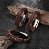 Stainless Steel Chain Leather Bracelet Men Vintage Simple Male Braid Jewelry for women - Image 3