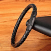 Xqni Men Leather Bracelet Simple Black Stainless Steel Button Neutral Accessories Hand-woven Jewelry Gifts - Image 5
