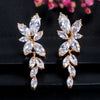 Marquise Cut Cluster Flower Zirconia Crystal Dangle Drop Earrings Shiny Leaf Bridal Wedding Jewelry for Women - Image 7