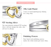 Modian New Authentic 100% 925 Sterling Silver Ring & Stud Earrings Double Hearts Gold White Color Wedding Jewelry Set