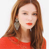 European Exaggerated Earring Bohemian Hollow Leaves Flower Big Pendants Drop Ear Jewelry For Women Gift - Image 3