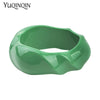 Resin Cuff Engraved Bracelets Bangles for Women White Acrylic Wide Big Bracelet Female Simple Charm Party Jewelry - Image 3