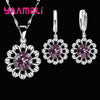 Wedding Jewelry Set Women Silver Color Crystal Pendant Necklace Hoop Earring Big - Image 13