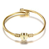 Girls Gold Color Stainless Steel Heart Bracelet Bangle With Letter Initial Alphabet Charms Bracelets For Women - Image 24