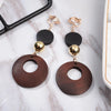 Natural Wood Clip on Earrings for No Pierced Hole Ear for Women Statement Geometric Earring Korean Girls Jewelry Gift - Image 1