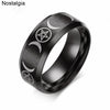 Triple Moon Goddess Wicca Witchcraft Titanium Moon Signet Ring Men Black Punk Stainless Steel Jewelry Gift For Women - Image 1