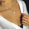Sparking Sexy Star Charm Y Shape Long Necklace For Women Gold Color Plated Lariat Tiny Chain Wedding Jewelry - Image 1