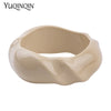 Resin Cuff Engraved Bracelets Bangles for Women White Acrylic Wide Big Bracelet Female Simple Charm Party Jewelry - Image 5