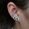 Bling Green Cz Stone Long Ear Climber Stud Earring For Women Romantic Wedding Gift Teardrop Cubic Zirconia Jewelry - Image 4