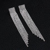 Silver Color Crystal Long Wedding Drop Earrings for Women Rhinestones Tassels Dangle Earrings Brides Gifts Party Jewelry - Image 2