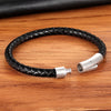Xqni Men Leather Bracelet Simple Black Stainless Steel Button Neutral Accessories Hand-woven Jewelry Gifts - Image 4