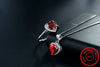 Modian Genuine Solid 925 Sterling Silver Hearts Sets Jewelry Red Ring Necklace Wedding Crystal Pendant Chain For Women