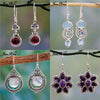 Junxin Antique Style Geometry Moonstone Drop Earrings For Women Boho Round Red Blue Opal Earrings Female Zircon Wedding Jewelry - Image 1