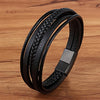 Xqni Men Jewelry Black Color Leather Bracelet Multi-layer Design Charm Cuff Bangle For Handsome Boy Gift - Image 7