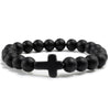 Natural Stone Bead Bracelet with Cross Charm 8mm Beads - Image 15