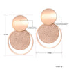 Stainless Steel Jewelry Rose Gold Color Frosted Sheet Circle Curved Disc Stud Earrings For Women Christmas Gift - Image 3