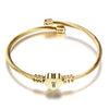 Girls Gold Color Stainless Steel Heart Bracelet Bangle With Letter Initial Alphabet Charms Bracelets For Women - Image 25