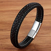Xqni Cross Braided Design Leather Bracelet for Men Women Stainless Steel Magnetic Button Charm Cuff Bangle Gift 3 Sizes Choose - Image 12