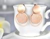 Stainless Steel Jewelry Rose Gold Color Frosted Sheet Circle Curved Disc Stud Earrings For Women Christmas Gift - Image 5